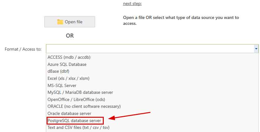 Data source PostgreSQL