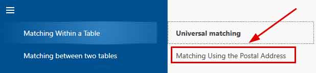 Matching using the postal address