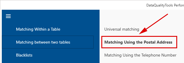 Abgleich über die postalische Adresse Matching using the postal address