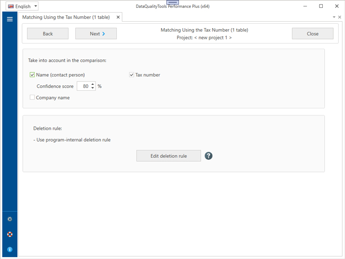 Matching Using the Tax Number